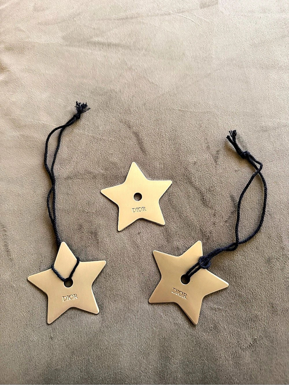 Christian Dior Silver Star Holiday Ornament / Bag Charm Set